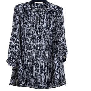 George v-neck‎ blouse sheer black grey white 3X